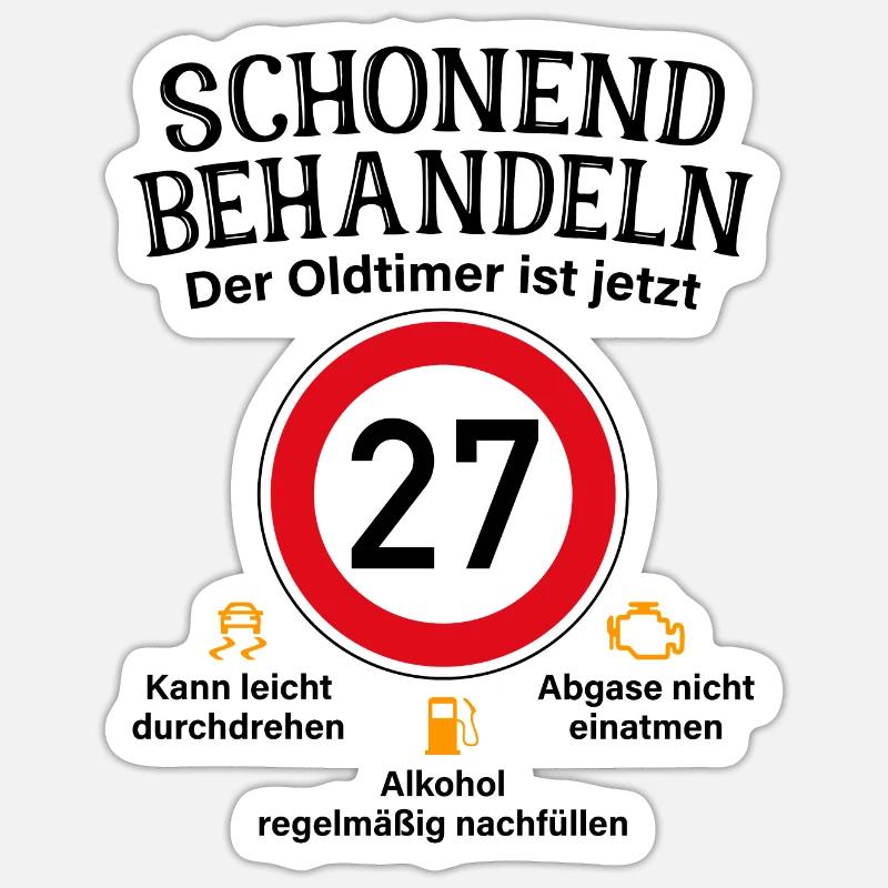 27. Geburtstag Schonend Behandeln Oldtimer Ist 27 - Sticker Größe S (10 x 10 cm) - Mattweiß