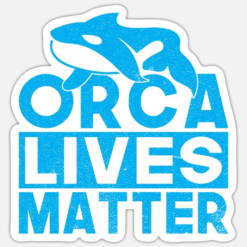 Orca Wal Geschenke - Sticker Größe S (10 x 10 cm) - Mattweiß