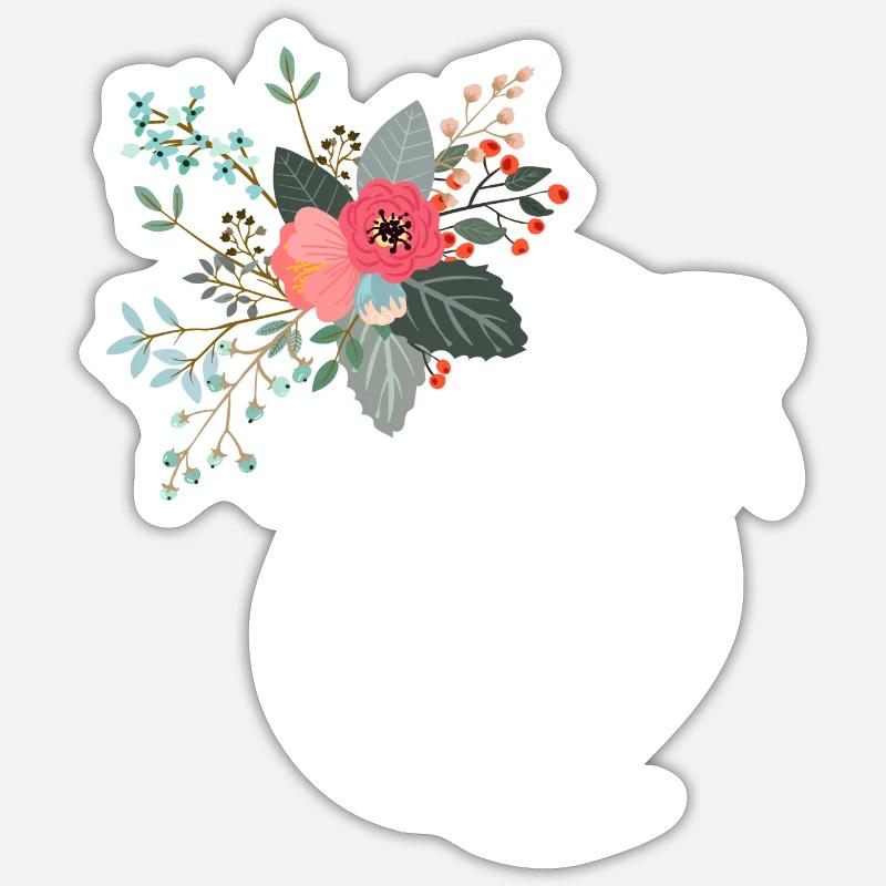 Lettre c fleuris - Sticker taille S (10 x 10 cm) - blanc mat