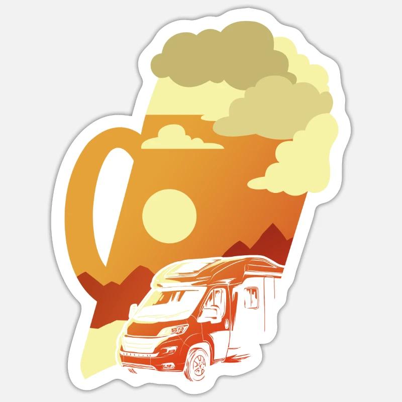 Camping camper caravan funny camping - Sticker size S (10 x 10 cm) - white matte