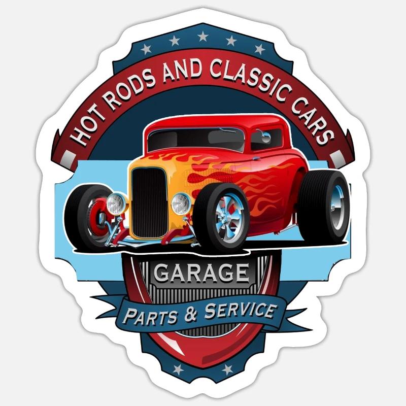 OLDTIMER - AUTOWERKSTATT - Sticker Größe S (10 x 10 cm) - Mattweiß