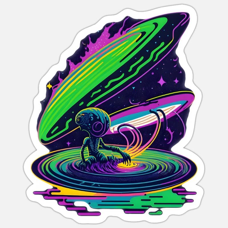 Space Bathing Alien Sticker size S (10 x 10 cm)