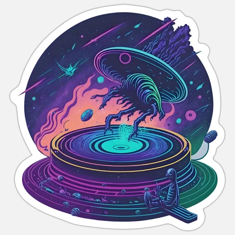 Galactic Record Player Sticker size S (10 x 10 cm)
