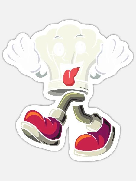 Chef's Hat With Feet Hands And Face Funny Chef's H - Sticker Größe S (10 x 10 cm) - Mattweiß