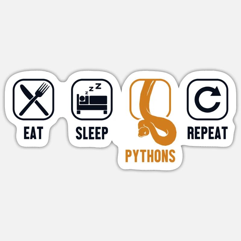 Eat Sleep Pythons Repeat Python Schlange Banana Sticker Größe S (10 x 10 cm)