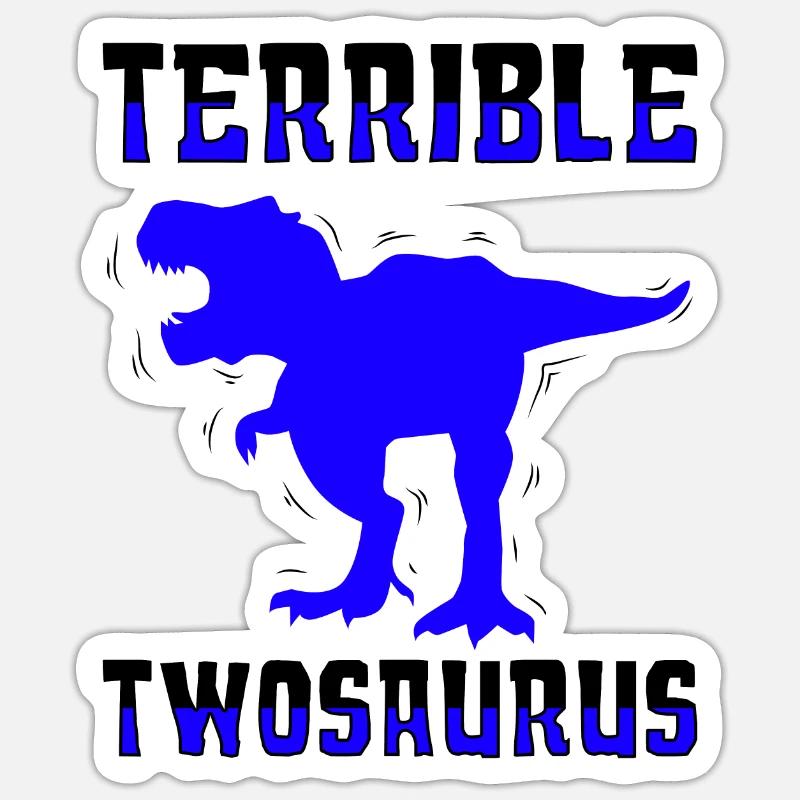 Schrecklicher Twosaurus - Sticker Größe S (10 x 10 cm) - Mattweiß