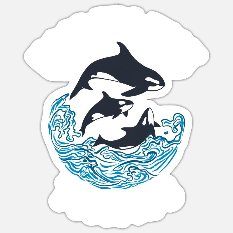 Orca Wal Geschenke - Sticker Größe S (10 x 10 cm) - Mattweiß