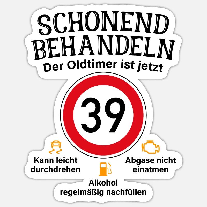39. Geburtstag Schonend Behandeln Oldtimer Ist 39 - Sticker Größe S (10 x 10 cm) - Mattweiß