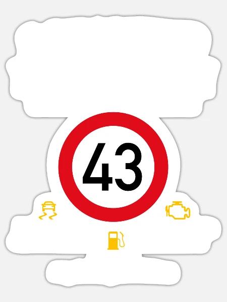 43. Geburtstag Schonend Behandeln Oldtimer Ist 43 - Sticker Größe S (10 x 10 cm) - Mattweiß