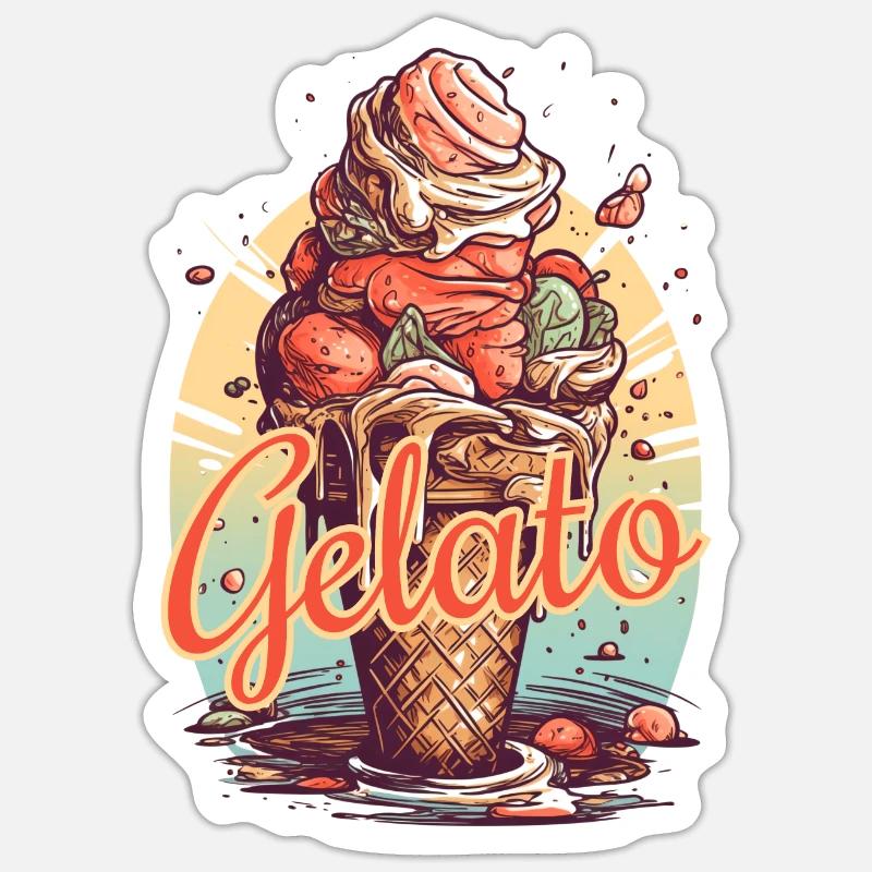 Gelato Eis Eiscreme Eisdiele - Sticker Größe S (10 x 10 cm) - Mattweiß