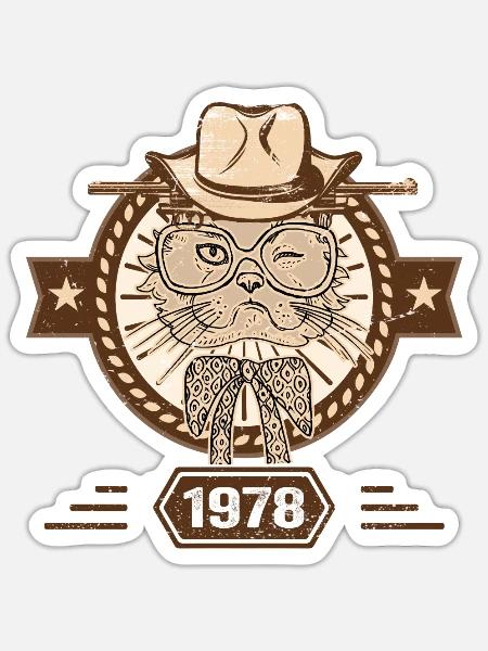 1978 | Geburtstagsgeschenk | Katzenliebhaber - Sticker Größe S (10 x 10 cm) - Mattweiß