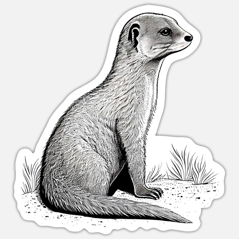 Mongoose Drawing - Sticker size S (10 x 10 cm) - white matte