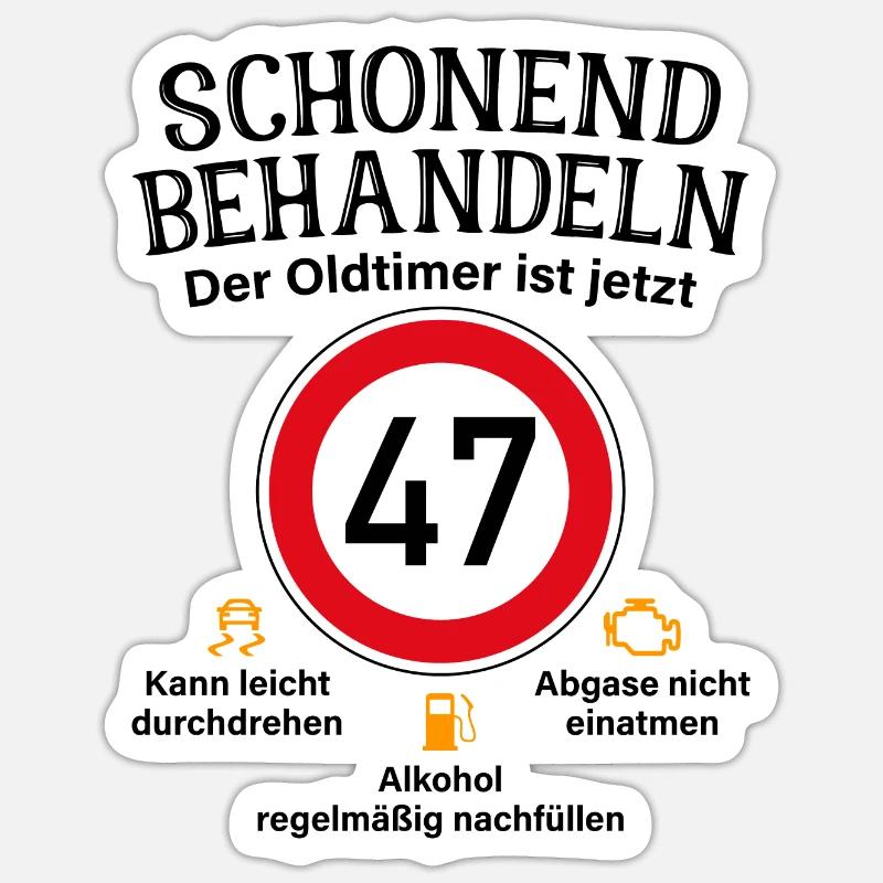 47. Geburtstag Schonend Behandeln Oldtimer Ist 47 - Sticker Größe S (10 x 10 cm) - Mattweiß