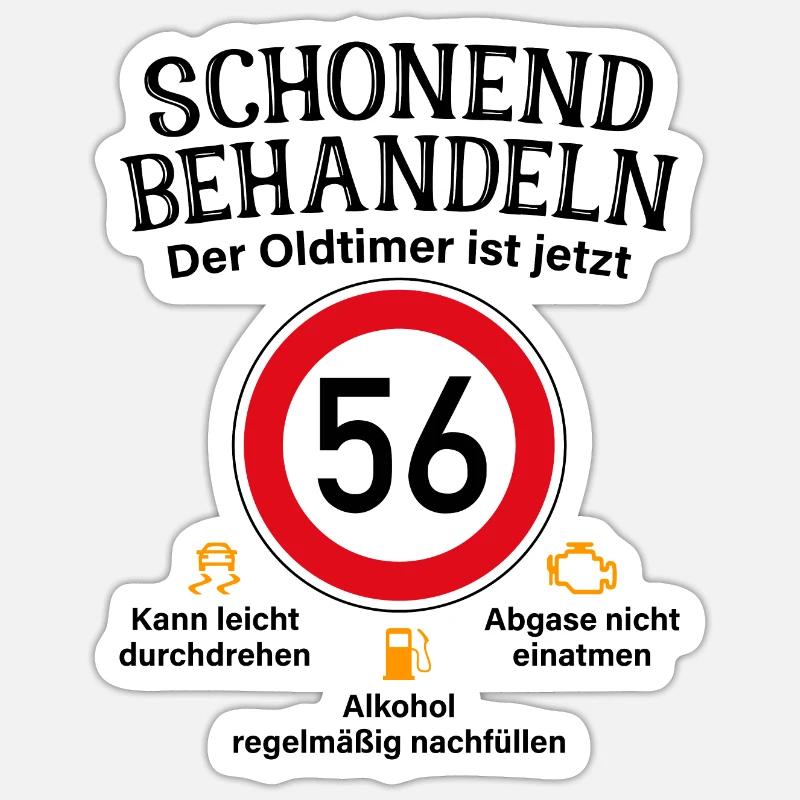 56. Geburtstag Schonend Behandeln Oldtimer Ist 56 - Sticker Größe S (10 x 10 cm) - Mattweiß