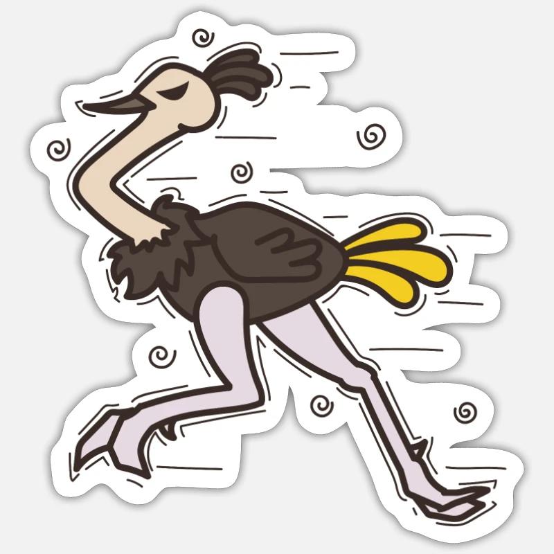 Strauß rennt Laufvogel Savanne - Sticker Größe S (10 x 10 cm) - Mattweiß