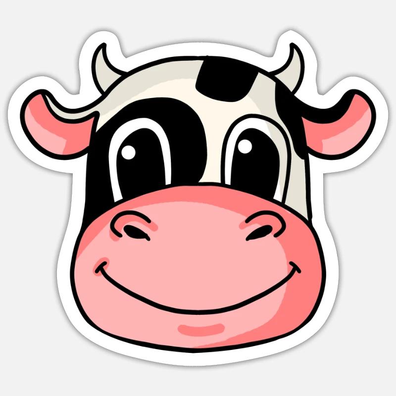Tête de vache - Sticker taille S (10 x 10 cm) - blanc mat