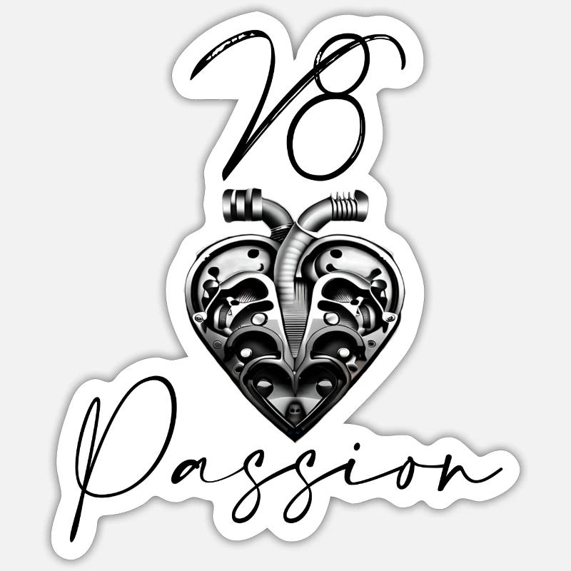 V8 - Sticker taille S (10 x 10 cm) - blanc mat