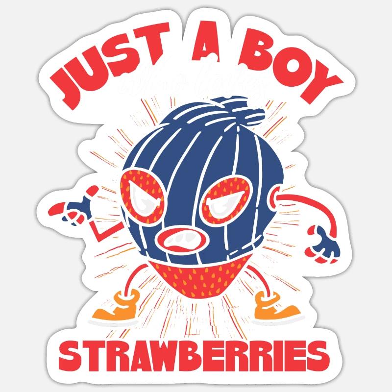 Nur ein Junge, der Erdbeeren liebt Sticker Größe S (10 x 10 cm)