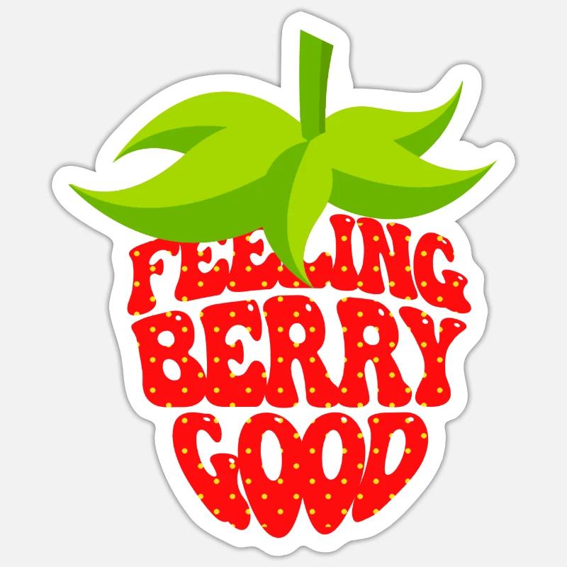 Fraise mignonne - Sticker taille S (10 x 10 cm) - blanc mat