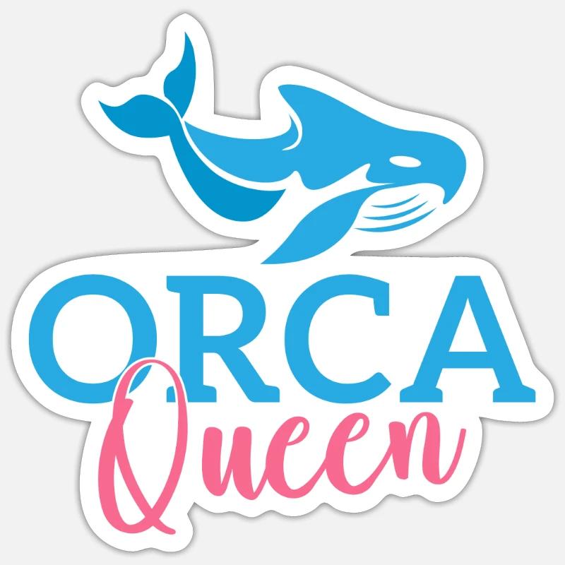 Cadeaux de baleines orques - Sticker taille S (10 x 10 cm) - blanc mat