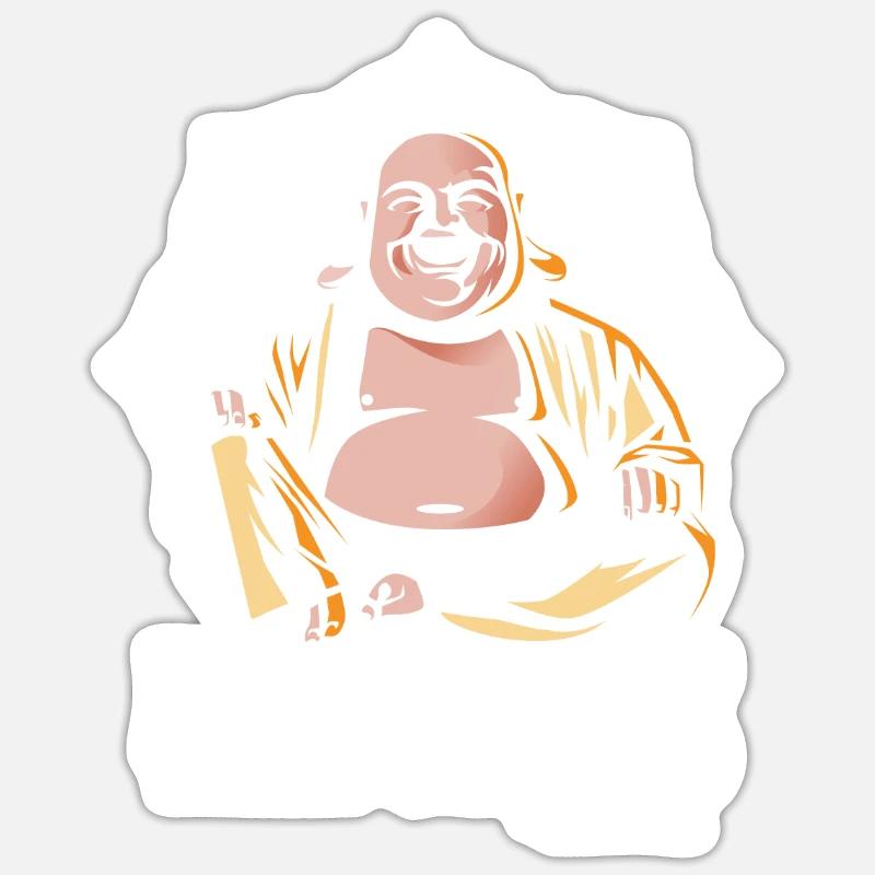 Bouddha bouddhiste drôle - Sticker taille S (10 x 10 cm) - blanc mat