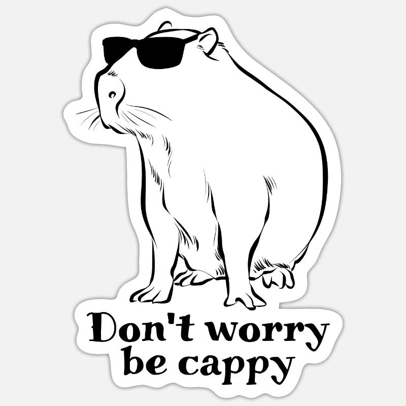 Don't worry be cappy - Capybara sketch Sticker Größe S (10 x 10 cm)