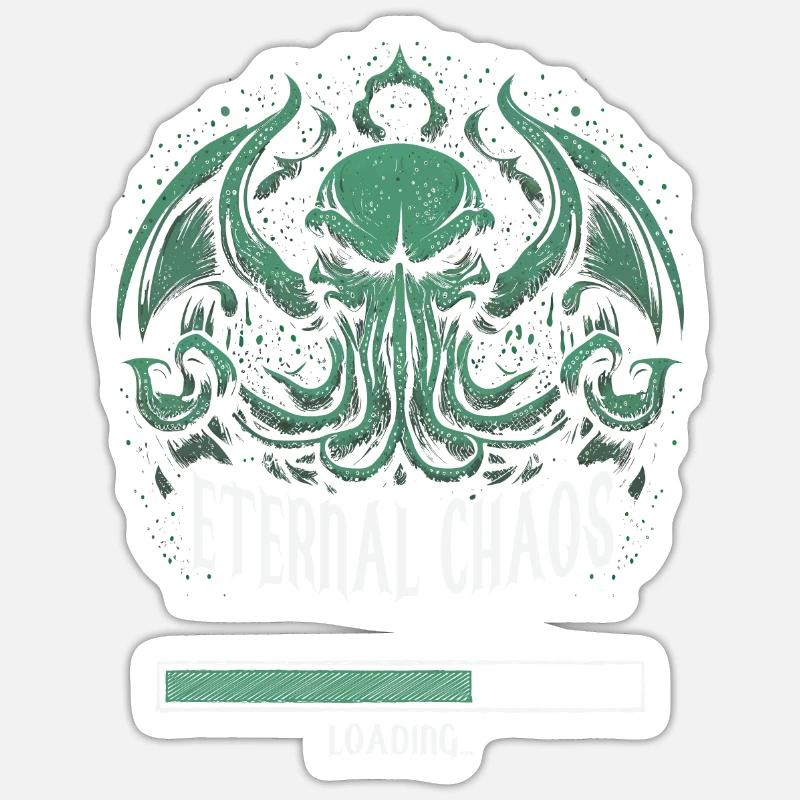 Cthulhu Chaos Loading, Cosmic Horror Cthulhu - Sticker Größe S (10 x 10 cm) - Mattweiß