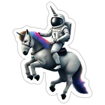 Astronaut on unicorn with unicorn helmet - Sticker size S (10 x 10 cm) - white matte - Front