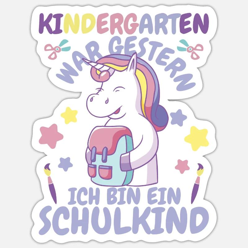 Ich bin ein Schulkind Einhorn Sticker Größe S (10 x 10 cm)