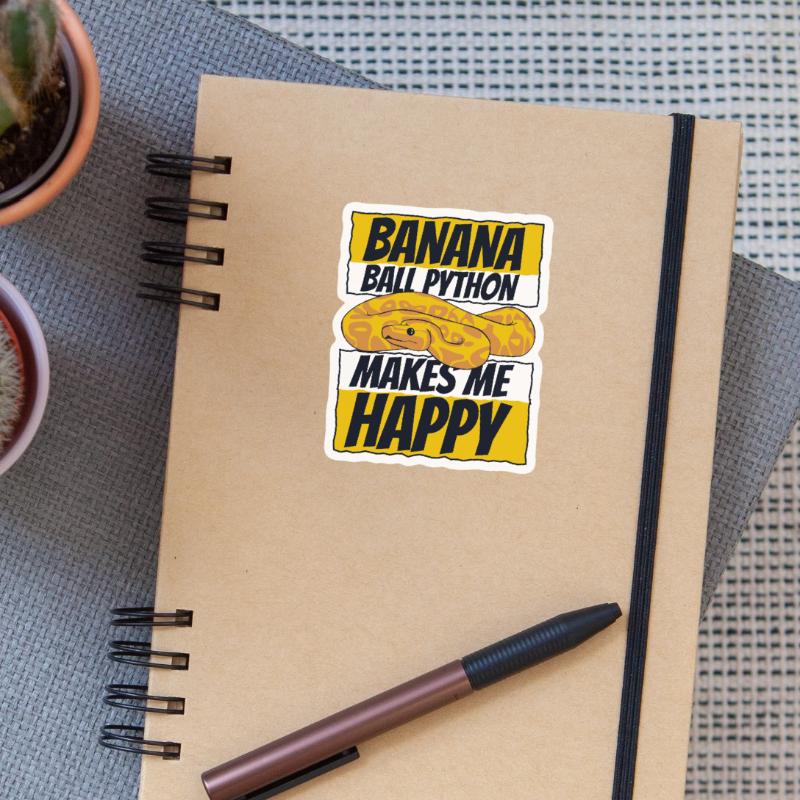 Me rend heureux Serpent Python Boule de banane Python Sticker taille S (10 x 10 cm)