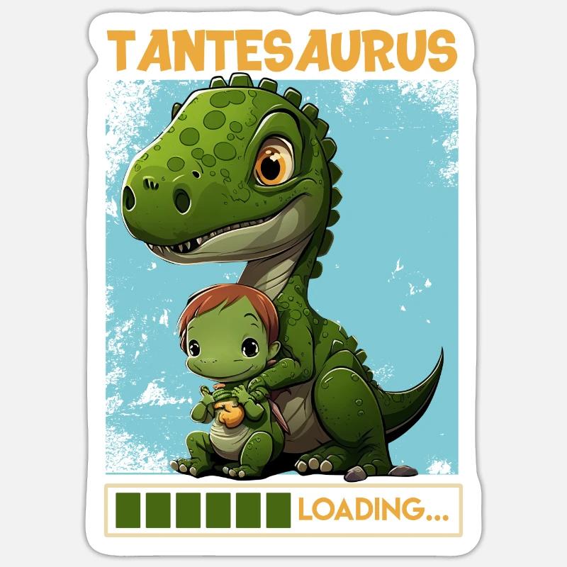Tantesaurus Muttertag Tanten Auntiesaurus - Sticker Größe S (10 x 10 cm) - Mattweiß