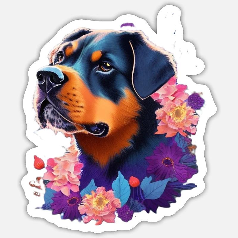 Rottweiler - Sticker Größe S (10 x 10 cm) - Mattweiß