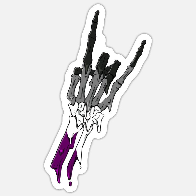 Asexual Pride Ace Flag Devil Horn Skeleton Subtle - Sticker Größe S (10 x 10 cm) - Mattweiß
