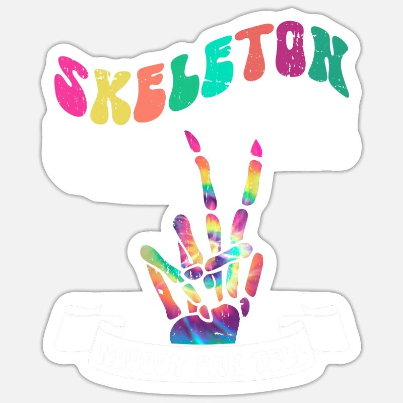 Skelett oder Hippie - Hippie Halloween Sticker Größe S (10 x 10 cm)