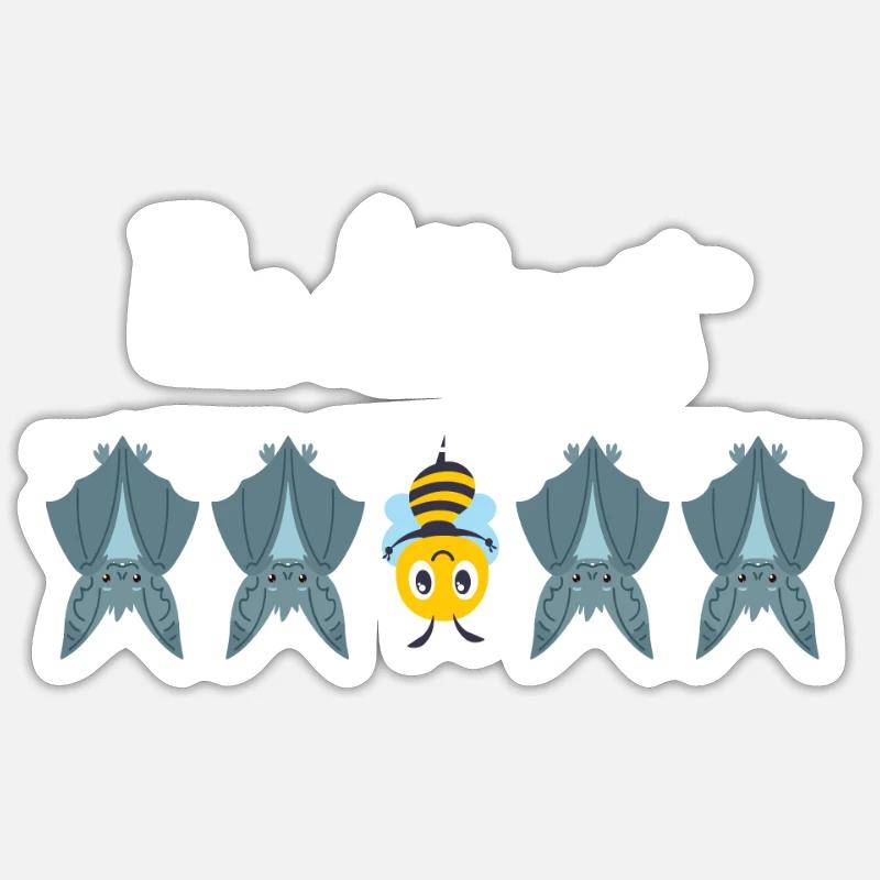 Bee Different Autism Hanging Bee With Bat Bee - Sticker Größe S (10 x 10 cm) - Mattweiß