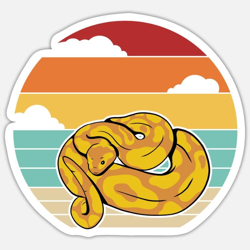 Retro Schlange Schuppenkriechtiere Python Banana Sticker Größe S (10 x 10 cm)