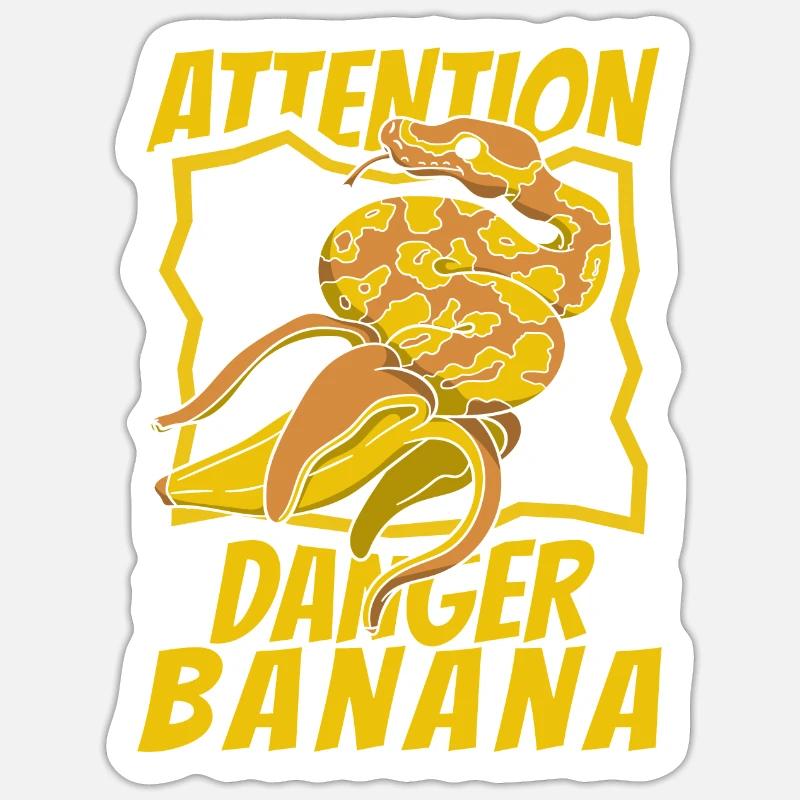 Attention Danger Banana Python Snake Banana Sticker size S (10 x 10 cm)