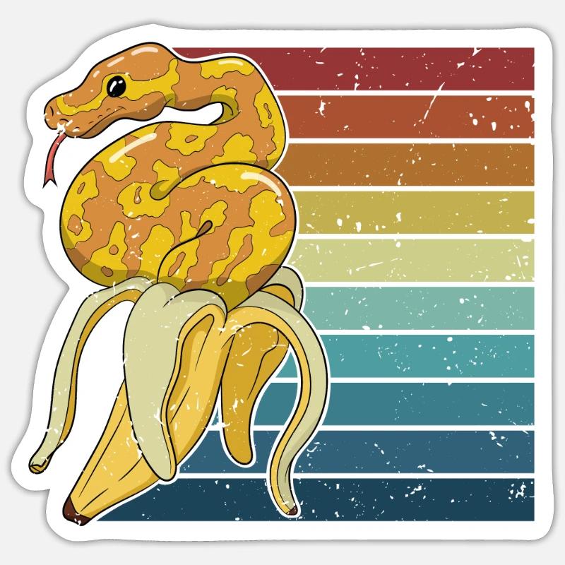 Retro Python Snake Scale Creepers Banana Sticker size S (10 x 10 cm)