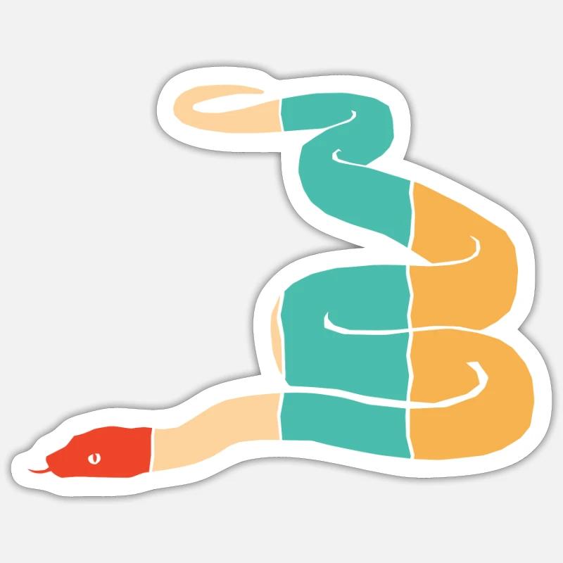 Retro Schuppenkriechtiere Python Schlange Banana Sticker Größe S (10 x 10 cm)