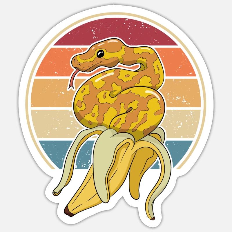Retro Snake Scale Creepers Python Banana Sticker size S (10 x 10 cm)