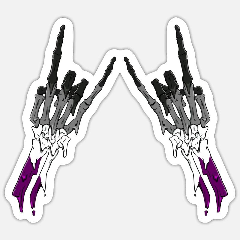 Asexual Pride Ace Flag Devil Horn Skeleton Subtle - Sticker Größe S (10 x 10 cm) - Mattweiß