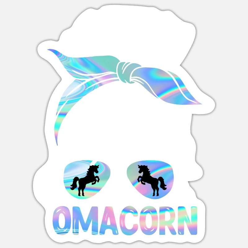 Omacorn Großmutter Muttertag Einhorn Fans - Sticker Größe S (10 x 10 cm) - Mattweiß