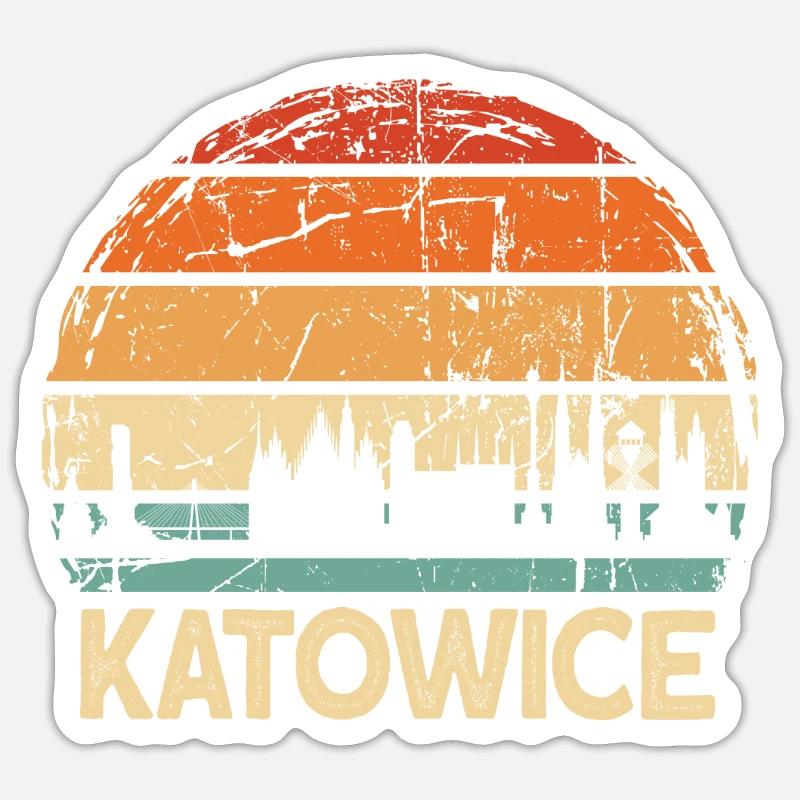 Pologne Katowice Skyline - Sticker taille S (10 x 10 cm) - blanc mat