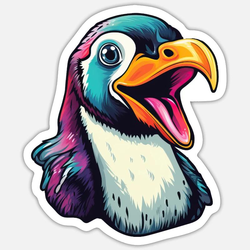 Pingouin parlant cool - Sticker taille S (10 x 10 cm) - blanc mat