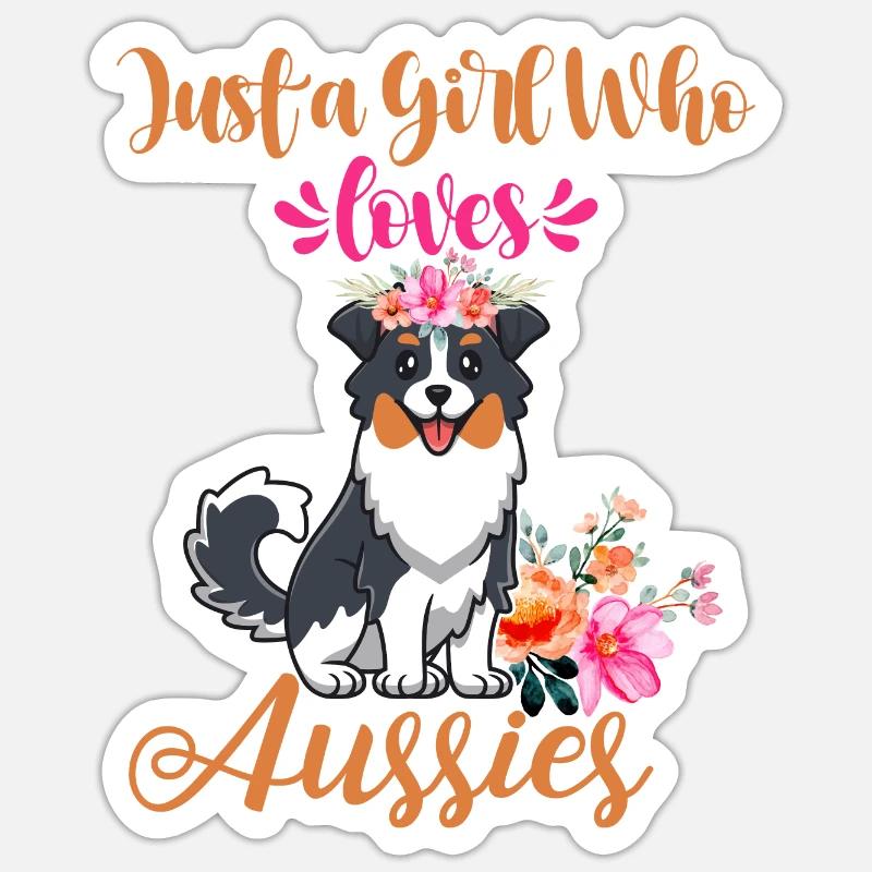 Australian Shepherd Aussie Dad Aussie Mom - Sticker formato S (10 x 10 cm) - bianco opaco