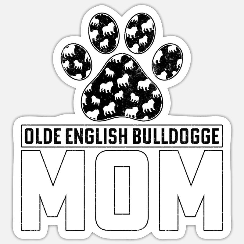 Olde bouledogue anglais maman - Sticker taille S (10 x 10 cm) - blanc mat