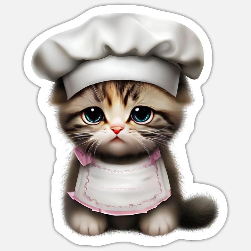 Chef Cat - Sticker size S (10 x 10 cm) - white matte