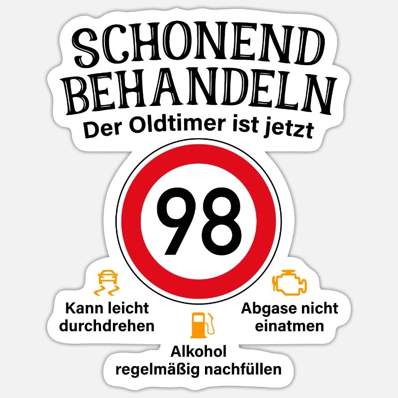 98. Geburtstag Schonend Behandeln Oldtimer Ist 98 - Sticker Größe S (10 x 10 cm) - Mattweiß