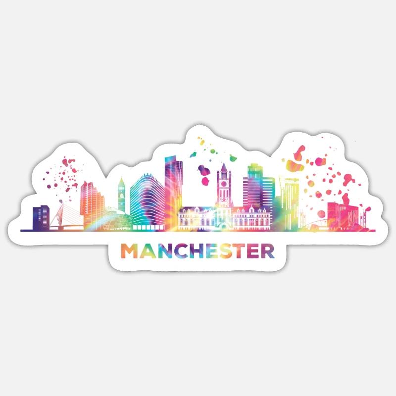 Manchester Skyline Manchester - Sticker size S (10 x 10 cm) - white matte