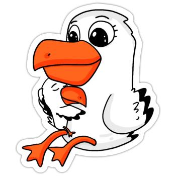 Möwe Familie - Möwe mit Baby - Sticker Größe S (10 x 10 cm) - Mattweiß - Vorne